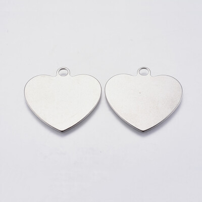 

304 Stainless Steel Pendants Heart Stainless Steel Color 33x34x1mm Hole 4mm