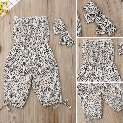 

2PCS Toddler Baby Girls Leopard Romper Cotton Bodysuit Jumpsuit Headband Outfit