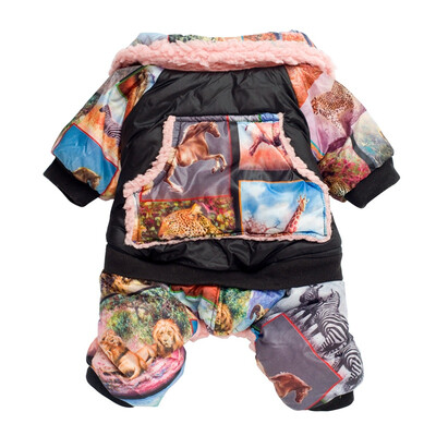 

Pet Dog Cotton Padded Clothes Winter Warm 4 Legged Jacket Coat Cartoon Thickening Warm Clothing Hoodies For Small Medium Dogs