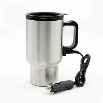 

12V 450ml Stainless Steel Car Heated Cup Electronic Thermal Travel Mug Insulation Silver