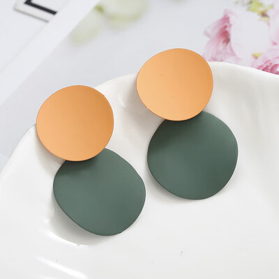

New Arrival wing Womens Fashion Unique Metal Drop Earrings Trendy Candy Colors Round Statement Earrings for Women Jewelry 2019