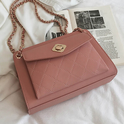 

Bag women slung 2019 new Korean version of texture foreign style shoulder bag Ling lattice chain bag large capacity bag