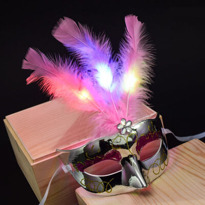 

LED Light Up Feather Mask For Women Girls Halloween Masquerade Mask Half Face Party Dance Mask Festival Costume Props