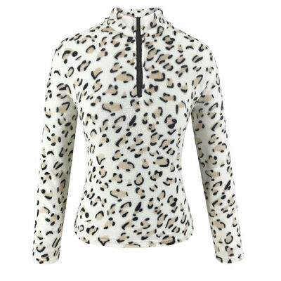 

Fashion Women Autumn Winter Long Sleeve Leopard Blouse Zipper Tank Tops T-Shirt