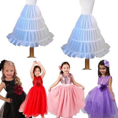 

3 Hoop 1 Layer Flower Girls Petticoat Kids Underskirt Slip Crinoline Dress White