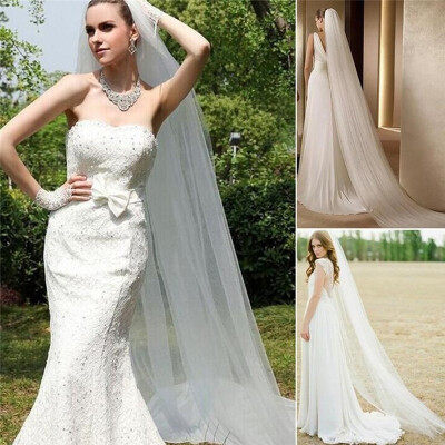 

Womens Fashion WhiteIvory Wedding Accessories Soft Single Layer Long Tulle