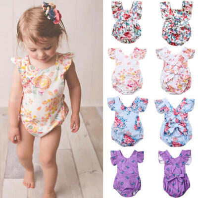 

UK STOCK Summer Newborn Baby Girl Ruffle Romper Bodysuit Jumpsuit Outfit Clothes