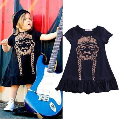 

Baby Girl Dress Kids Princess Party Summer Cotton Child Dress Willie Nelson 2-7Years