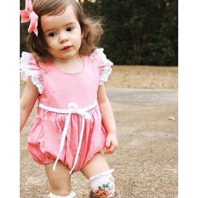 

Newborn Infant Baby Girl Romper Lace Bodysuit Sunsuit Jumpsuit Clothes Outfits A