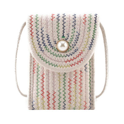 

Women Woven Pearl Bag Flap Clutch Girls Shoulder Messenger Mini Phone Bags