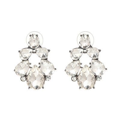 

New Sweety Crystal Opal Stone Stud Earrings Rhinestone Piercing Earrings Women Wedding Flower Jewelry 6 Colors J50171