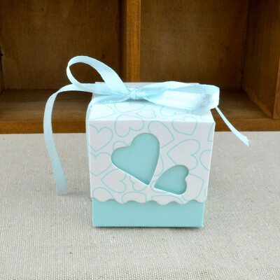 

FUNNYBUNNY Wedding Bridal Favor Gift Candy Boxes Case Hollow Heart Shape Wrap Boxs Bag with Ribbon Party Table Decor KitTreatBox