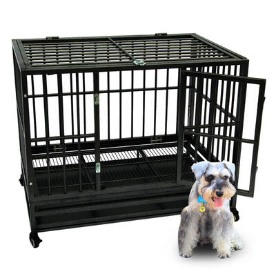 

Ktaxon 42" Dog Crate Kennel - Heavy Duty Pet Cage Playpen with Tray Black