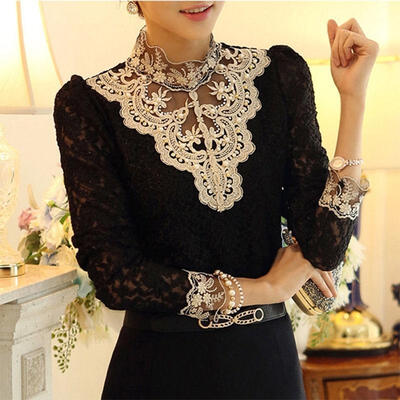 

HOT Women&39s Clothing Long Sleeve Lace Tops Shirt Blouse Ladies Korean Fashion