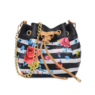 

Printing Drawstring Shoulder Handbags Women PU Leather Chain Crossbody Bags