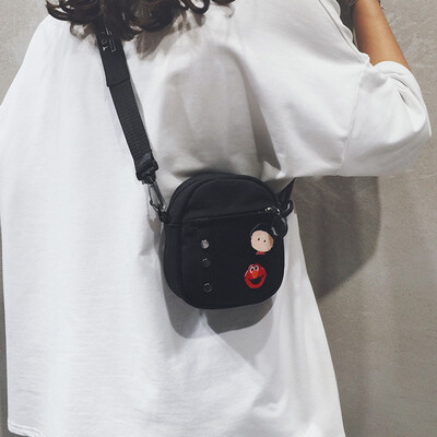 

Summer small fresh canvas bag handbag 2019 new fashion shoulder bag ins super fire wild girl small bag