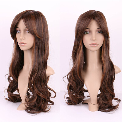 

Long Curly Synthetic Wig with Bangs Short Hair Wigs Heat Resistant Full Wig Full Head for Women