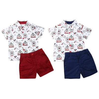 

UK Toddler Kids Baby Boys Cartoon Tops T-shirt Short Pants Outfit Clothes Summer