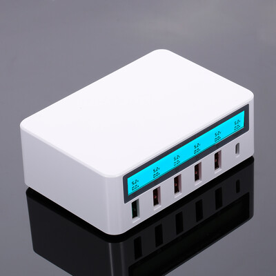 

Smart Charging Station with 6 Ports LCD USB Charging Dock QC30 Fast Charging Universal Compatibility Charging Station for Family