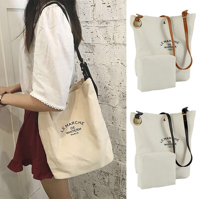 

2019 Women Casual Handbags Shoulder Bags Environment Friendly Portable Letter Pattern Student Bags Shopping Bag