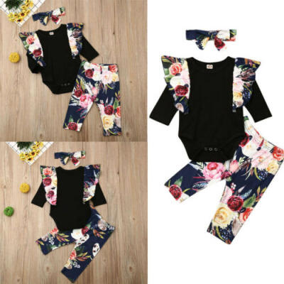 

Toddler Baby Girl Kid Ruffle long Sleeve Ronper Pants Trousers Autumn Clothes