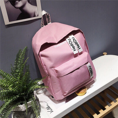 

2018 New Style Fashion Girl Boy Canvas Leather Travel Backpack Letter Zipper Rucksack Laptop School Bag
