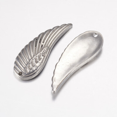 

304 Stainless Steel Pendants Wing Stainless Steel Color 315x11x2mm Hole 2mm