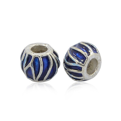 

Antique Silver Tone Alloy Enamel European Beads Large Hole Rondelle Beads DarkBlue 10x8mm Hole 4mm
