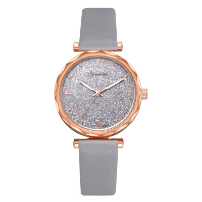 

Loose powder watch Korean version of noble ladies temperament watches Amazon hot sale smooth PU belt ladies watch