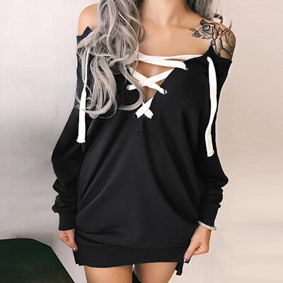 

Casual fashion necktie tether long sweater
