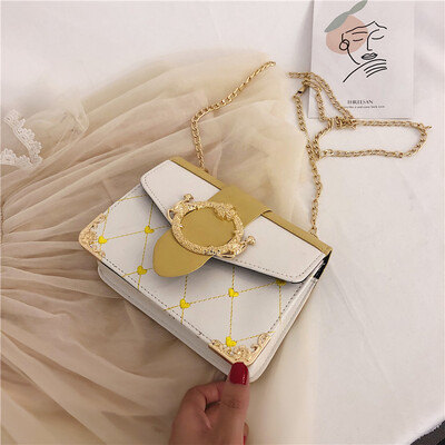 

Chic rhombic chain bag female 2019 new Korean version of the belt decoration small square bag collision color wild shoulder Messenger bag