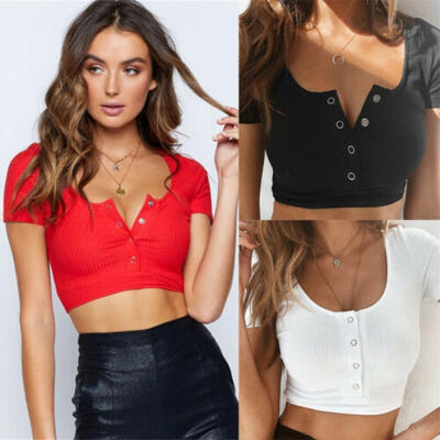 

Sexy Women Casual Tank Tops V-neck Vest Crop Tops Blouse Clubwear Clothes New