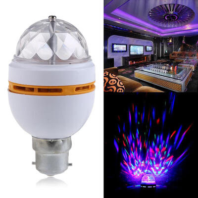 

Newest B22 3W RGB Crystal Ball Rotating LED Stage Light Bulbs Disco Lamp