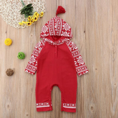 

2018 Sweet Newborn Infant Baby Girl Boy Christmas XMAS Clothes Hooded Robes Romper Jumpsuit Bodysuit Outfits Sets