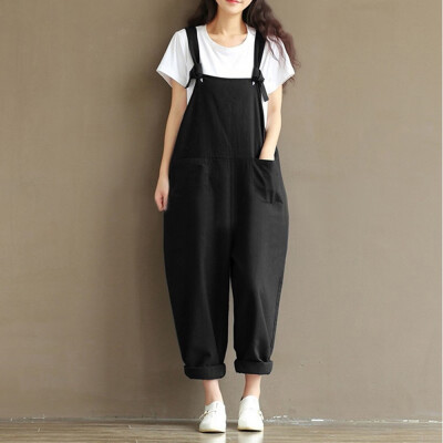 

Womens Loose Jumpsuit Strap Belt Bib Pants Trousers Casual Overall Pants BKL