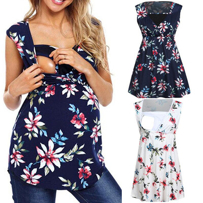 

Stripe Turtleneck Maternity T-shirt Nursing Top Women Breastfeeding Clothes Tee