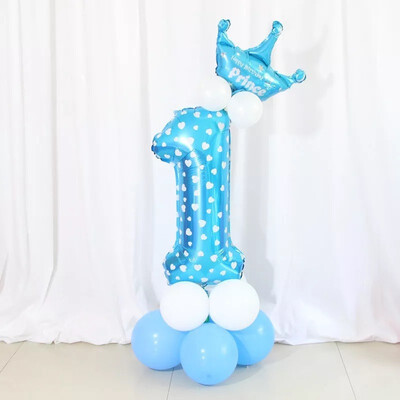 

FUNNYBUNNY Mix set 30" Numbers 0-9 pink&Blue Typ foil balloons Birthday Party balloons Pink With Crown Shape