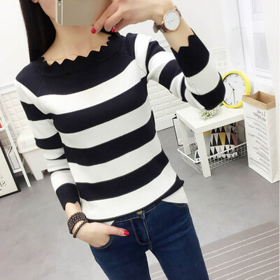 

Women Winter Clothes Casual Autumn Striped Crochet Sweaters Fashion Knitted Pullovers Sweaters Top Rebecas Mujer