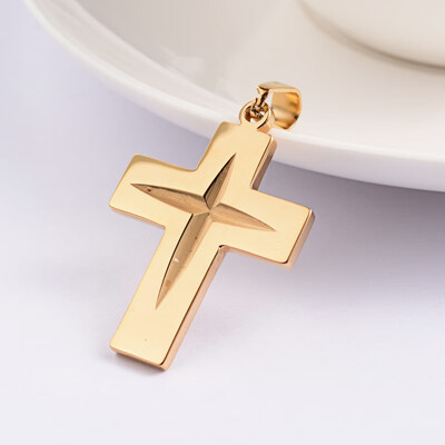 

304 Stainless Steel Pendants Cross Golden 335x24x2mm Hole 45x65mm