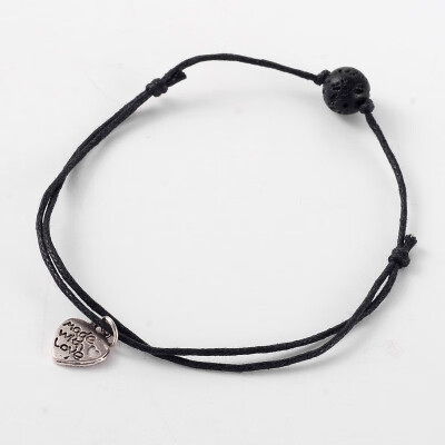 

Trendy Waxed Cotton Cord Anklets with Lava Beads&Tibetan Style Antique Silver Alloy Heart Charms 6"11-78"1530cm