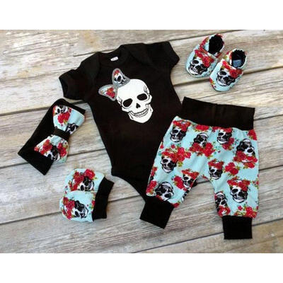 

Newborn Infant Baby Boy Clothes Jumpsuit Romper Bodysuit Long Pants 4PCS Outfits Set