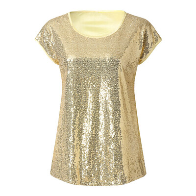 

Nomeni Women Summer Casual Sequin Short Sleeve Pullover T Shirt Tops Blouse