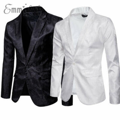 

Stylish Mens Casual Slim Fit Formal One Button Suit Blazer Coat Jacket Tops