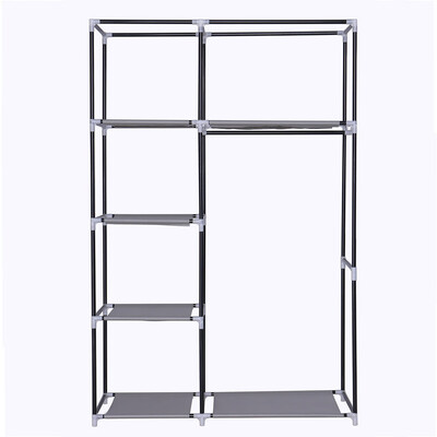 

64" Portable 6 Shelf 4 layer Closet Storage Organizer Wardrobe Dustproof Cover