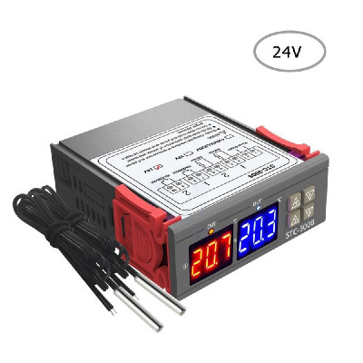 

Dual Digital Display Thermostat Temperature Regulator Temperature Controller with Double NTC Probe Heater Sensor Probe Two Relay O