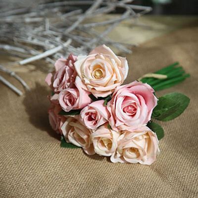 

FUNNYBUNNY Artificial Fake Flowers Silk Artificial Roses 9 Heads Bridal Wedding Bouquet for Home Garden Party Wedding Decoration