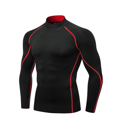 

Mens high collar long sleeve exercise running long sleeve T-shirtDISHENG-058