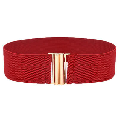 

Lady Solid Color Buckle Wide Faux Leather Elastic Waistband Belt for Jeans Pants
