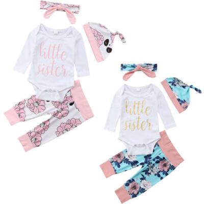 

Newborn Baby Girl Clothes Jumpsuit Romper Bodysuit Long Pants Outfits 4Pcs Set