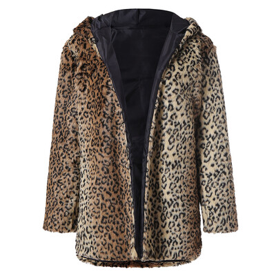 

Toponeto Womens Fashion Leopard PrintWinter Hooded Long Sleeve Warm Coat